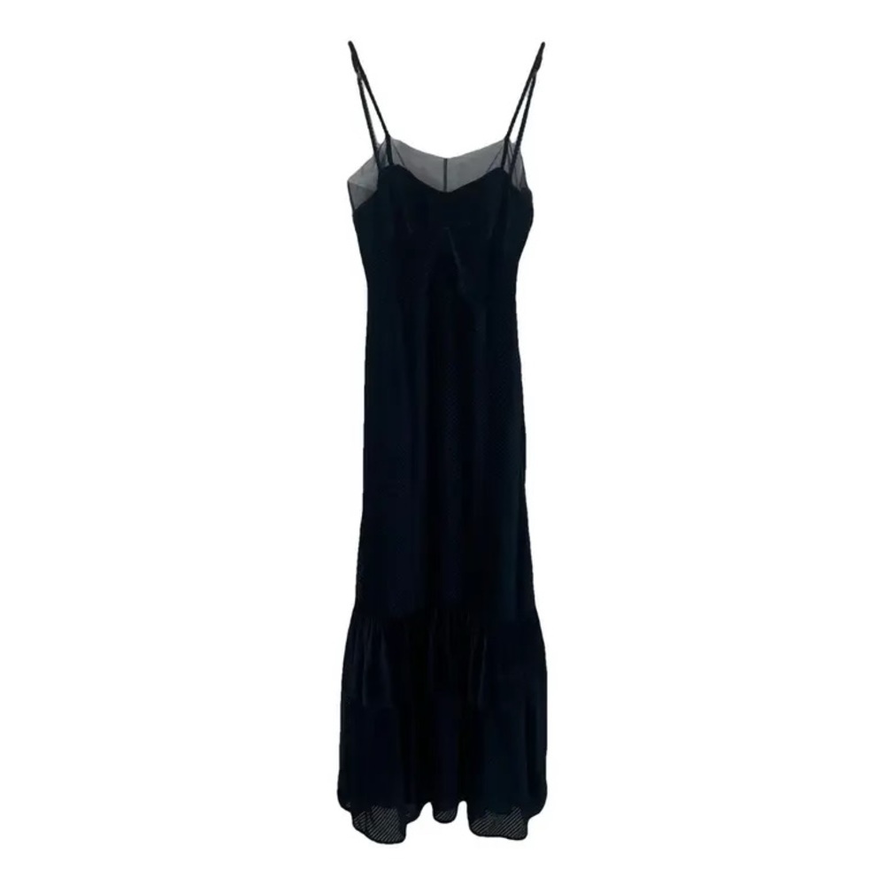 Fendi blue silk velvet dress size 40. Worn once. Great maxi dress with sheer top